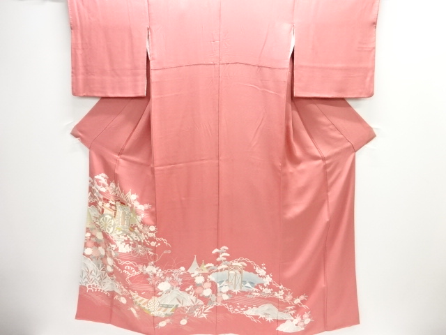 JAPANESE KIMONO / IRO-TOMESODE / EMBROIDERY / CARRIAGE